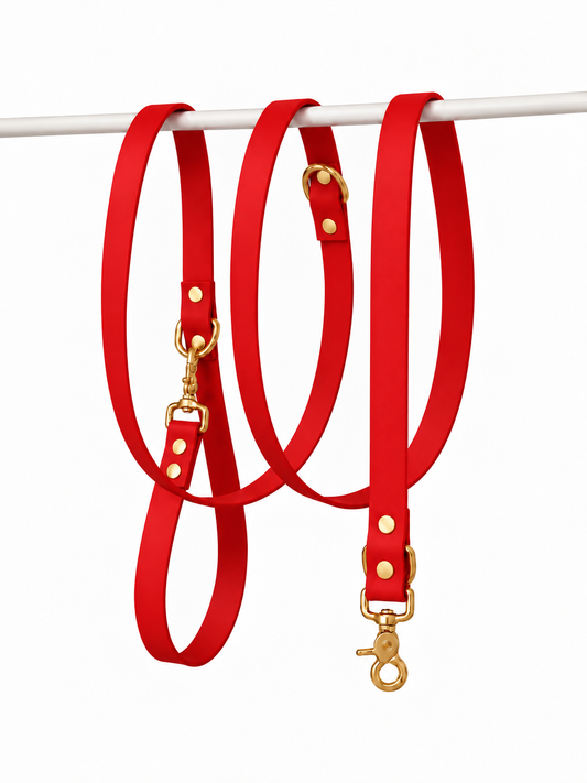 Laisse multipositions en Biothane® Collection Monochrome | Rouge