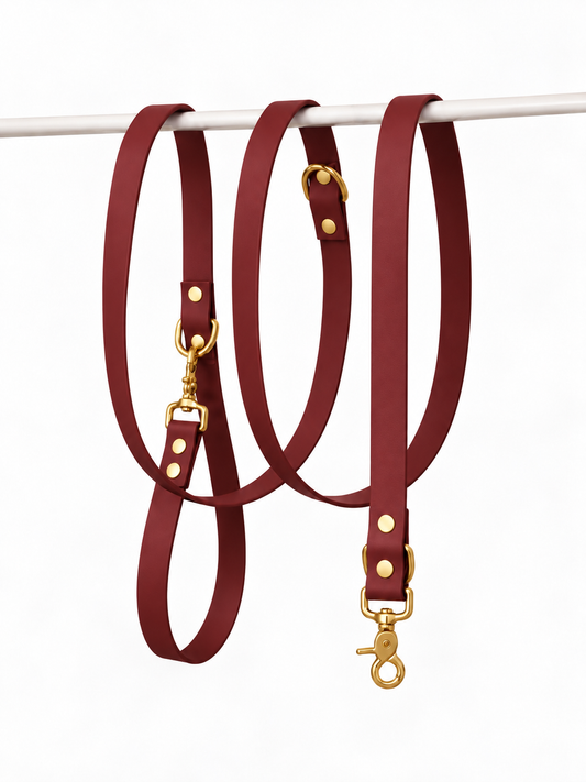 Laisse multipositions en Biothane® Collection Monochrome | Crimson Rouge