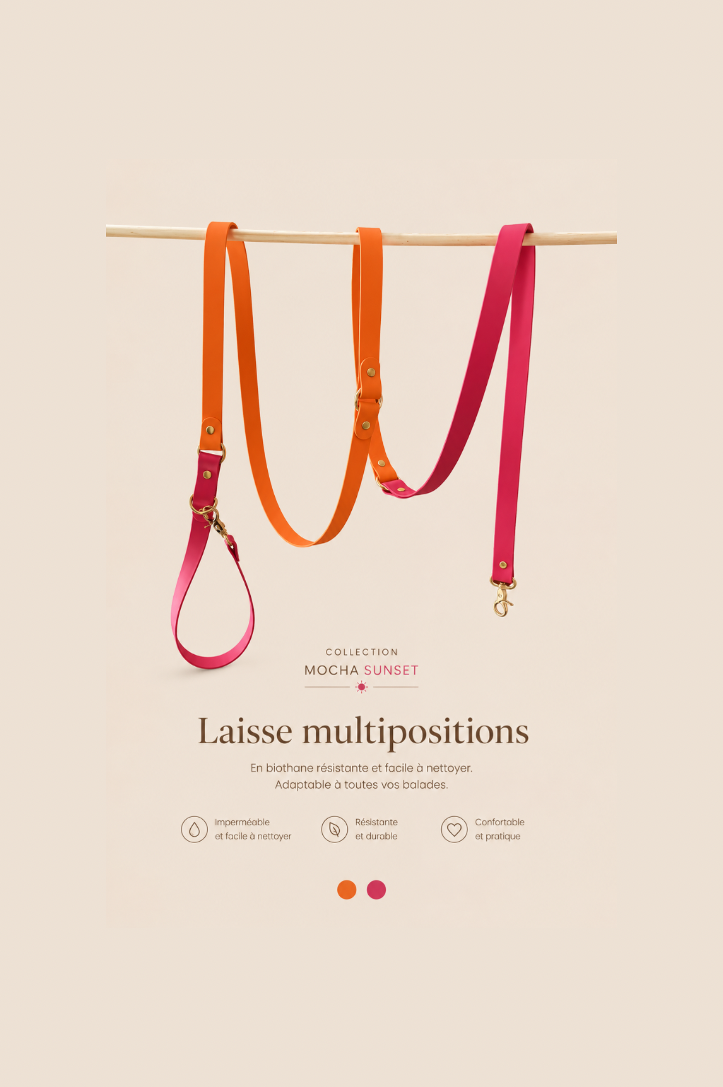 Laisse Multipositions MOCHA SUNSET