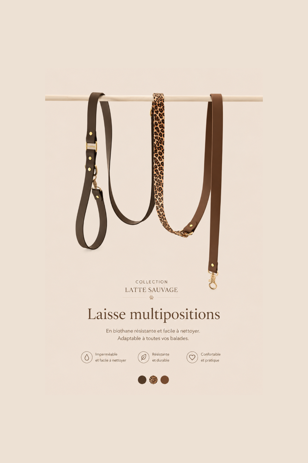 Laisse Multipositions LATTE SAUVAGE